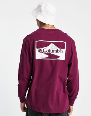 Columbia Hopedale long sleeve t-shirt in burgundy Exclusive at ASOS