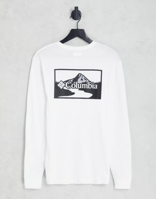 Columbia - Hopedale - Maglietta a maniche lunghe bianca con stampa sul retro - In esclusiva per ASOS 