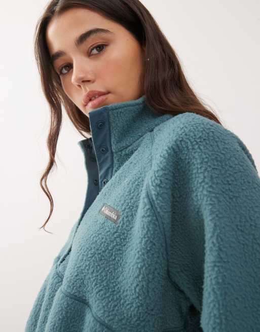 Columbia - Jasper Ridge - Blå nubret fleece med halv knapstolpe med trykknapper, 4 af 4