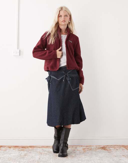 Columbia - Jasper Ridge - Bordeaux fleece med trykknaplukning og tekstur, 3 af 4