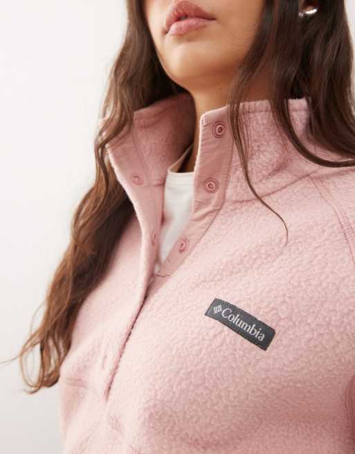 Columbia - Jasper Ridge - Fleece met structuur en halve drukknoopbies in roze, 3 van 4