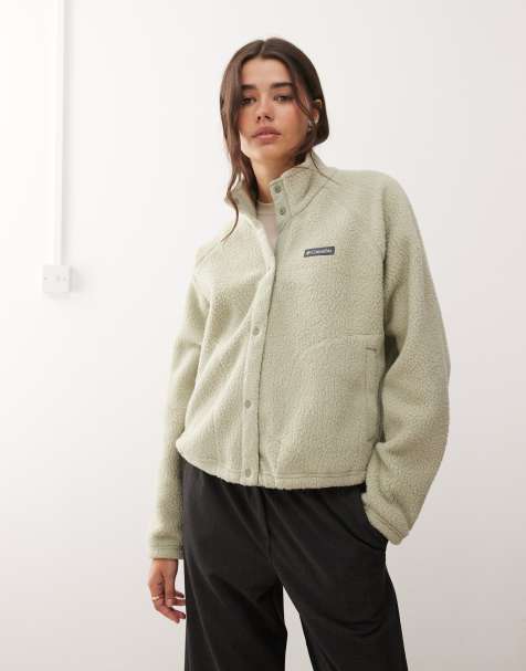 Columbia – Jasper Ridge – Grön fleece med textur och tryckknappar - view 1