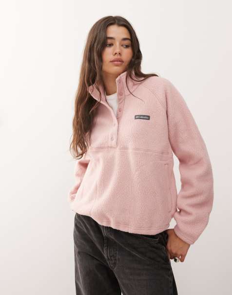 Columbia - Jasper Ridge - Lyserød nubret fleece med halv knapstolpe med trykknapper - view 1