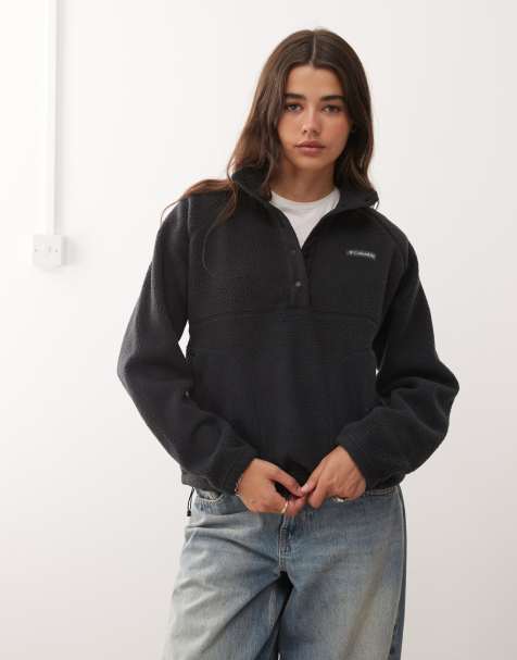 Columbia Jasper Ridge pebbled fleece half snap in black - view 1