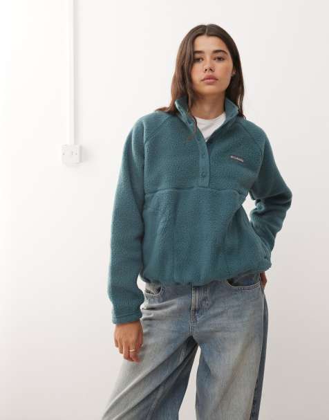 Columbia Jasper Ridge pebbled fleece half snap in blue - view 1