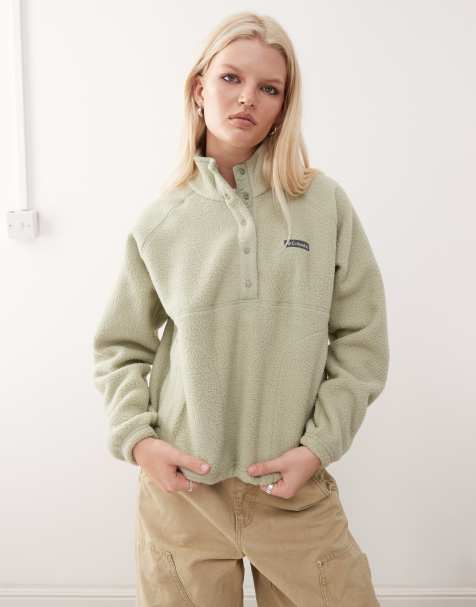 Columbia Jasper Ridge pebbled fleece half snap in green - view 1