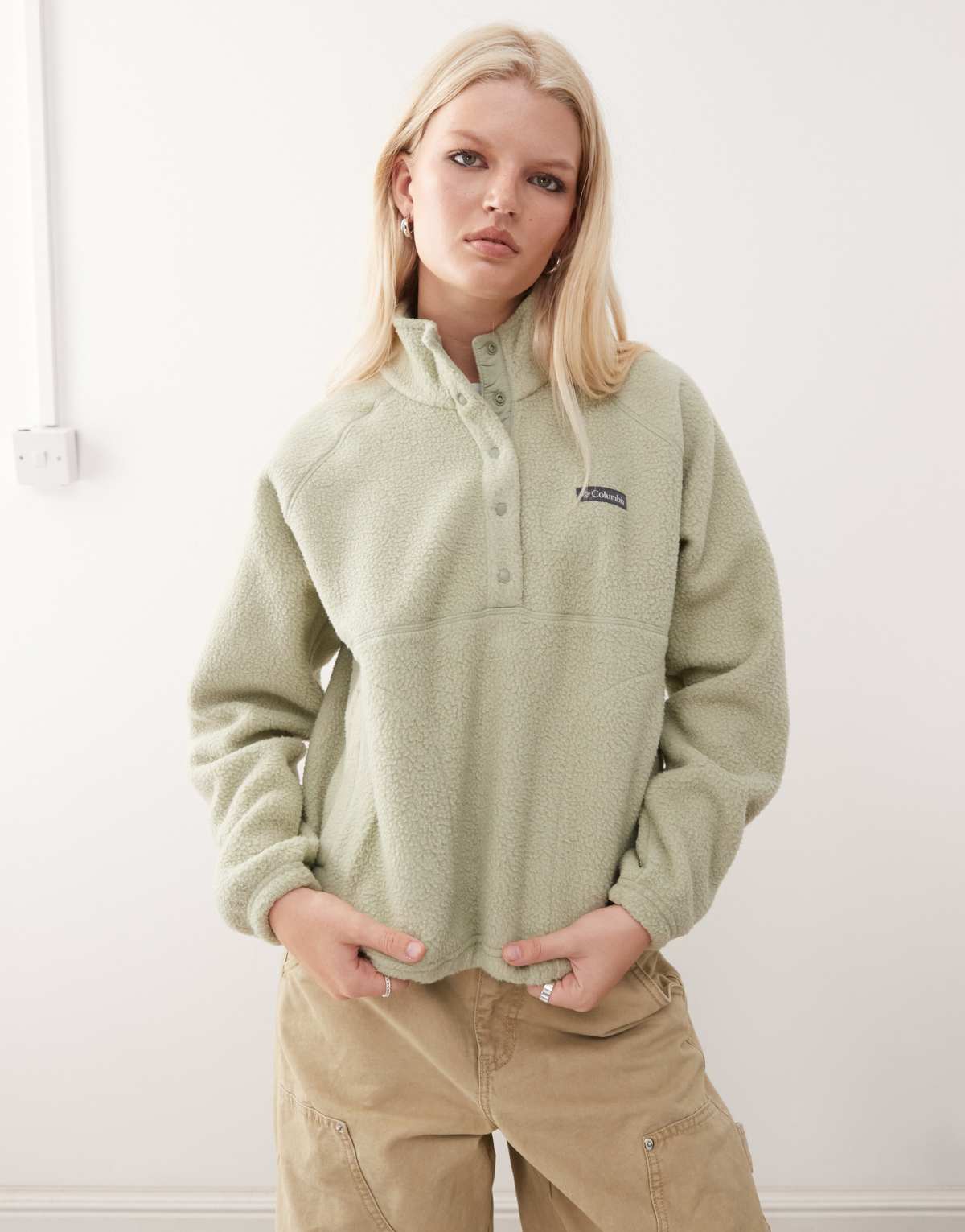 Columbia Jasper Ridge pebbled fleece half snap in green