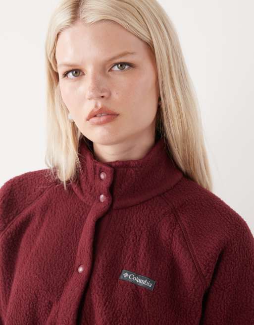 Columbia jasper ridge pebbled full snap fleece in burgundy, 2 of 4