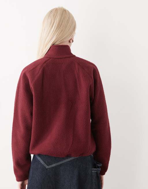 Columbia jasper ridge pebbled full snap fleece in burgundy, 4 of 4