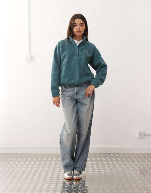 Columbia - Jasper Ridge - Polaire texturée avec col à boutons-pression - Bleu, 3 de 4