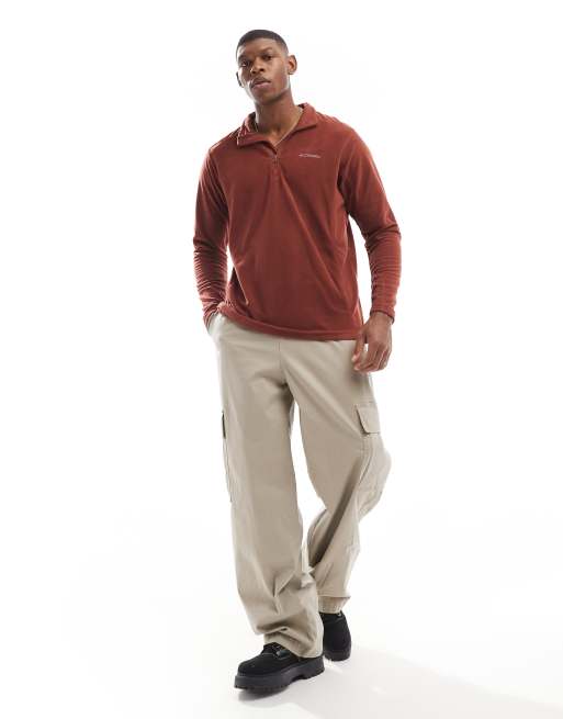Columbia Klamath Range half zip sweater in maroon, 2 of 4