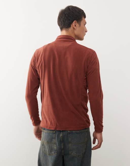 Pull Polaire Mountain Warehouse Homme – Bordeaux, Taille M, Col Zippé, En Polyester Doux, Idéal Pour Mi-saison