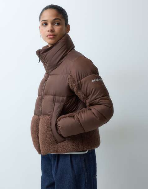 Columbia Leadbetter Point II sherpa hybrid jacket in brown - view 1