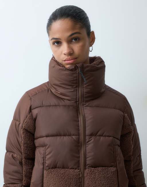 Columbia Leadbetter Point II sherpa hybrid jacket in brown, 3 of 4