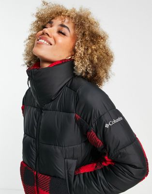 Columbia Leadbetter Point sherpa jacket in black/red