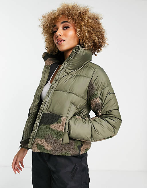  Columbia Leadbetter Point sherpa jacket in green camo 