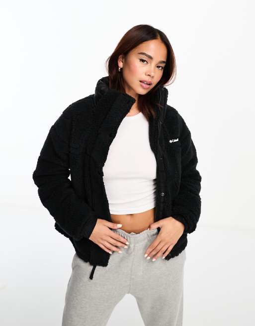 Columbia Lodge sherpa pullover fleece in black Exclusive at ASOS