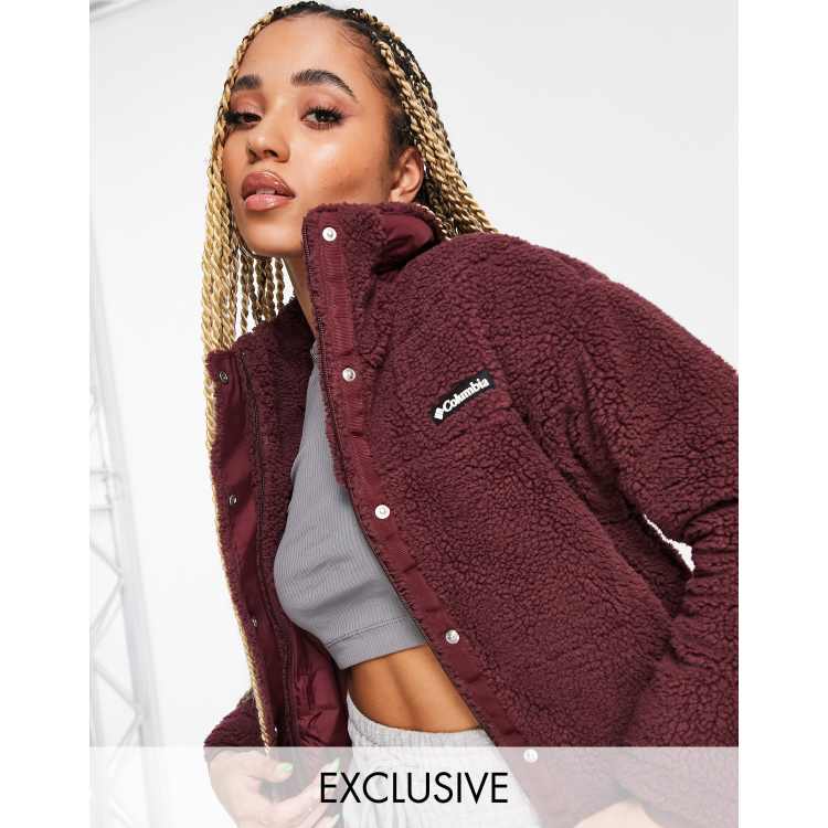 Columbia Lodge sherpa pullover fleece in red Exclusive at ASOS, ASOS