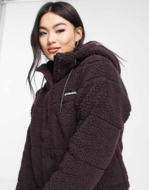 Women's hooded cheap sherpa jacket