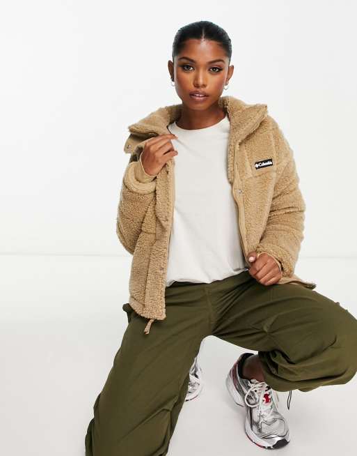 Columbia Lodge padded sherpa jacket in beige Exclusive at ASOS