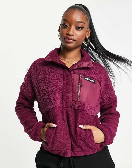 Columbia Lodge sherpa pullover fleece in burgundy Exclusive at