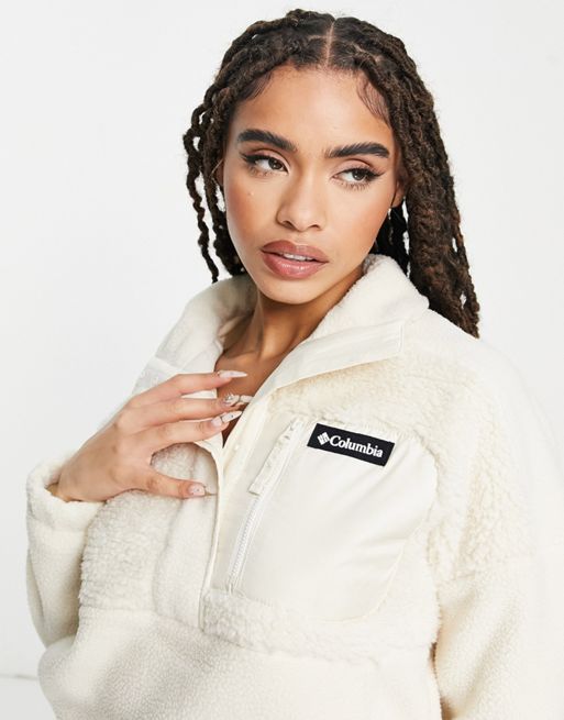 Columbia Lodge sherpa pullover fleece in cream Exclusive at ASOS