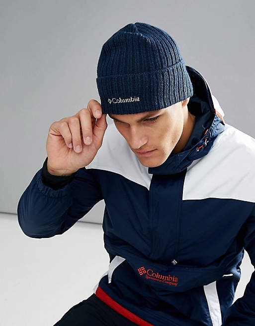 Columbia Logo Embroid Watch Beanie in Navy | ASOS