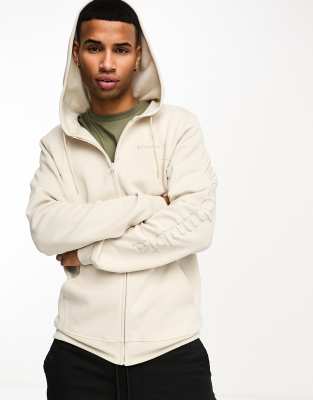 Columbia logo full zip fleece in beige | ASOS