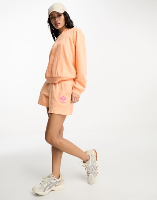 Columbia logo hoodie u0026 short co-ord in peach | ASOS