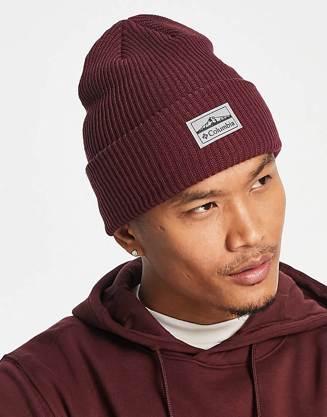 Columbia - lost lager polyester knit beanie in burgundy