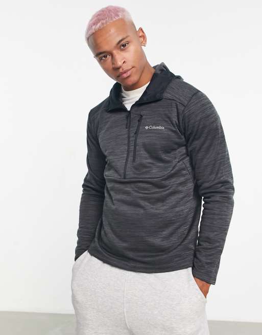 Columbia Maxtrail logo hooded 1/2 zip fleece in black