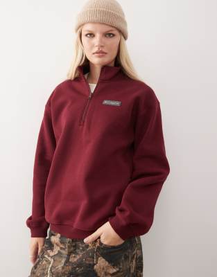 Columbia - Meridian Creek - Fleece-Sweatshirt in Burgunderrot mit kurzem Reißverschluss