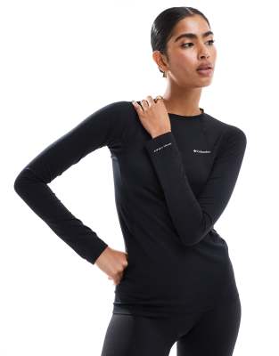 midweight stretch long sleeve ski top in black