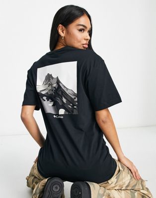 Columbia Mountain back print boyfriend fit t-shirt in black Exclusive at ASOS