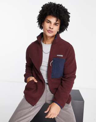 Columbia Mountainside Heavyweight Fleece Zip Up In Burgundy-red