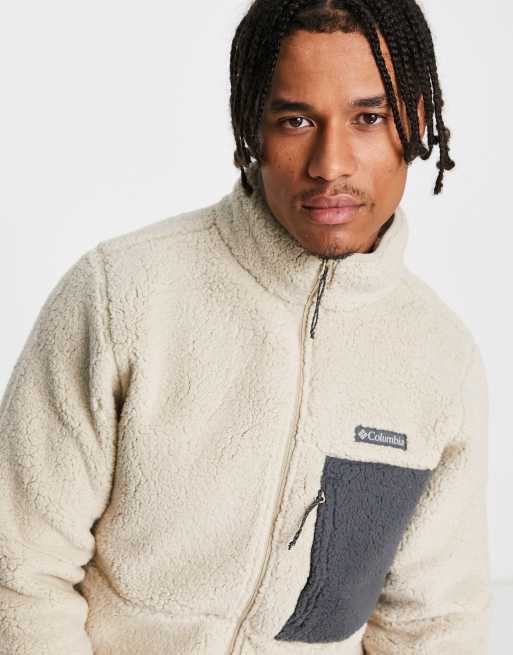 Columbia Mountainside heavyweight fleece zip up in stone ASOS