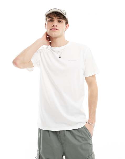 Columbia Navy Heights small floral back print t-shirt in white Exclusive at ASOS - view 1