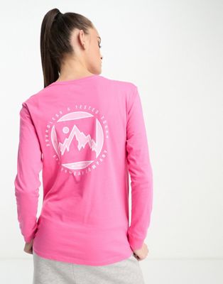 Columbia North Cascades back graphic long sleeve t-shirt in pink - ASOS Price Checker