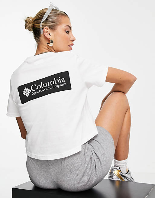  Columbia North Cascades back print cropped t-shirt in white 