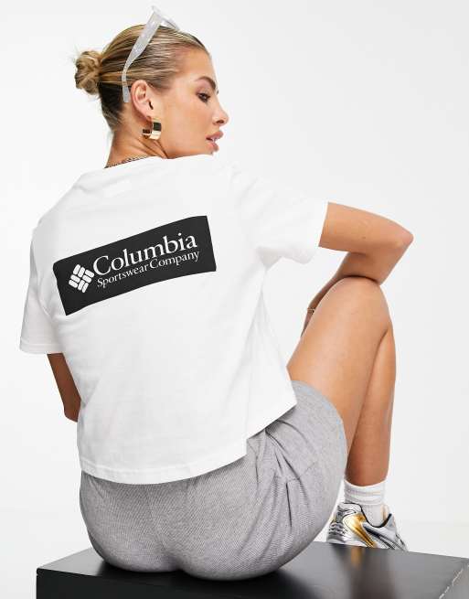 Columbia North print cropped t-shirt in white | ASOS