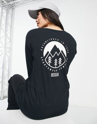 Columbia North Cascades back print long sleeve t-shirt in black - ASOS Price Checker