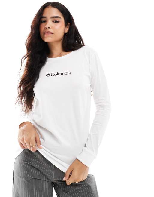 Columbia – North Cascades – Biały T-shirt z długim rękawem i kryształkiem