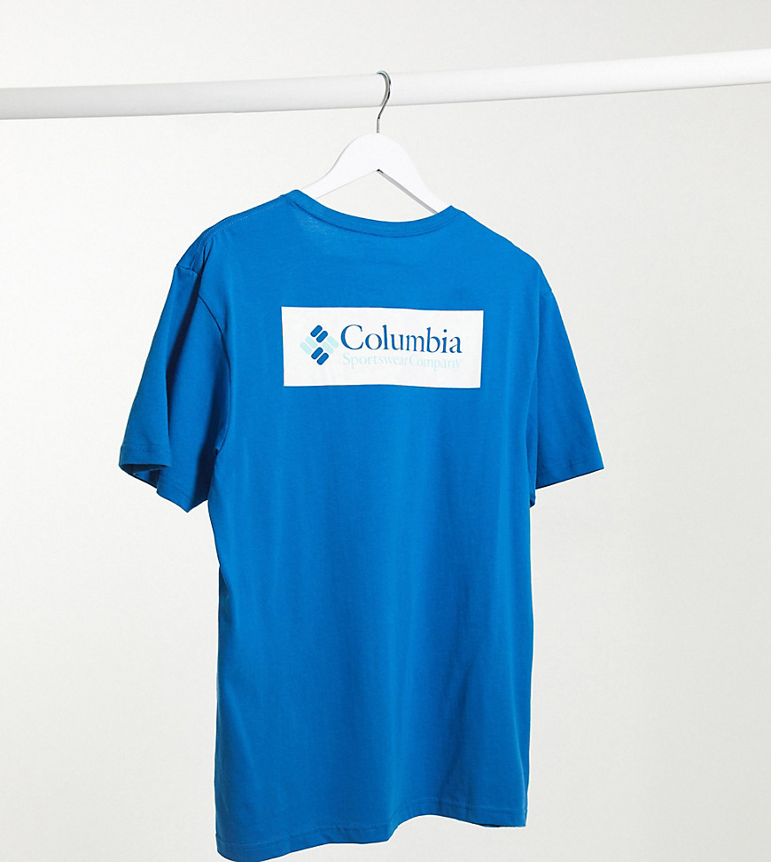 Columbia – North Cascades – Blå t-shirt med mönster baktill, endast hos ASOS