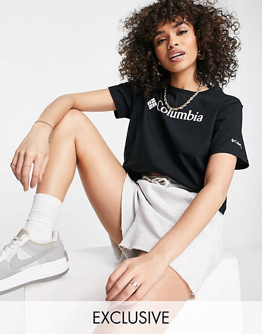Columbia North Cascades cropped t-shirt in black Exclusive at ASOS