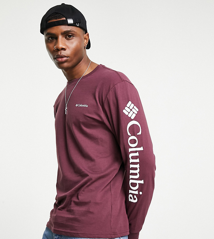 Columbia North Cascades long sleeve t-shirt in burgundy Exclusive at ASOS-Red
