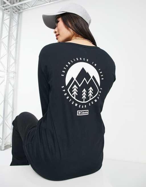 Columbia - North Cascades - T-shirt a maniche lunghe nera con stampa sul retro