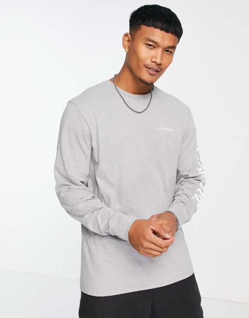 Columbia - North Cascades - T-shirt grigia a maniche lunghe con stampa sulla manica 