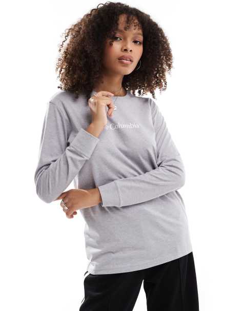 Columbia North Cascades long sleeve t-shirt in grey heather and gem