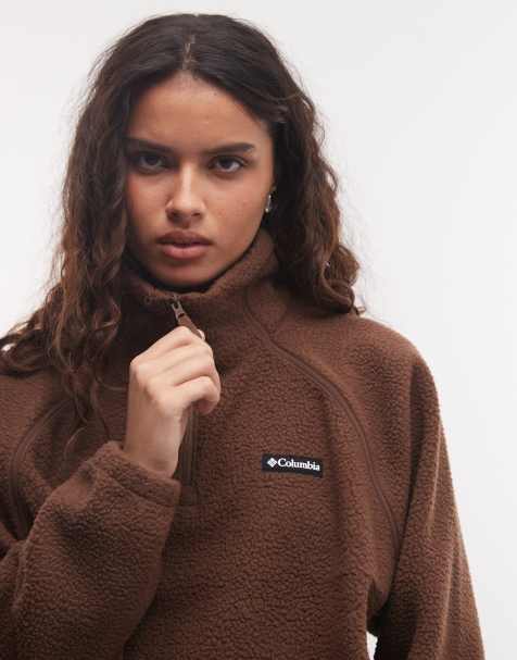 Columbia Olive Spring half snap fleece in brown - view 1