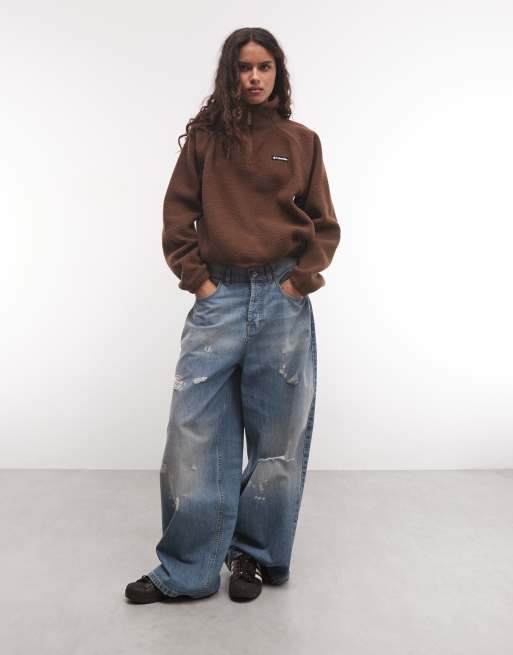 Columbia Olive Spring half snap fleece in brown, 2 of 4
